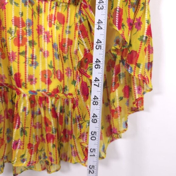 SALONI SILK Blend‎ Rosalind Floral V-neck Ruffled Chiffon Midi Dress Size 2 - Picture 10 of 16